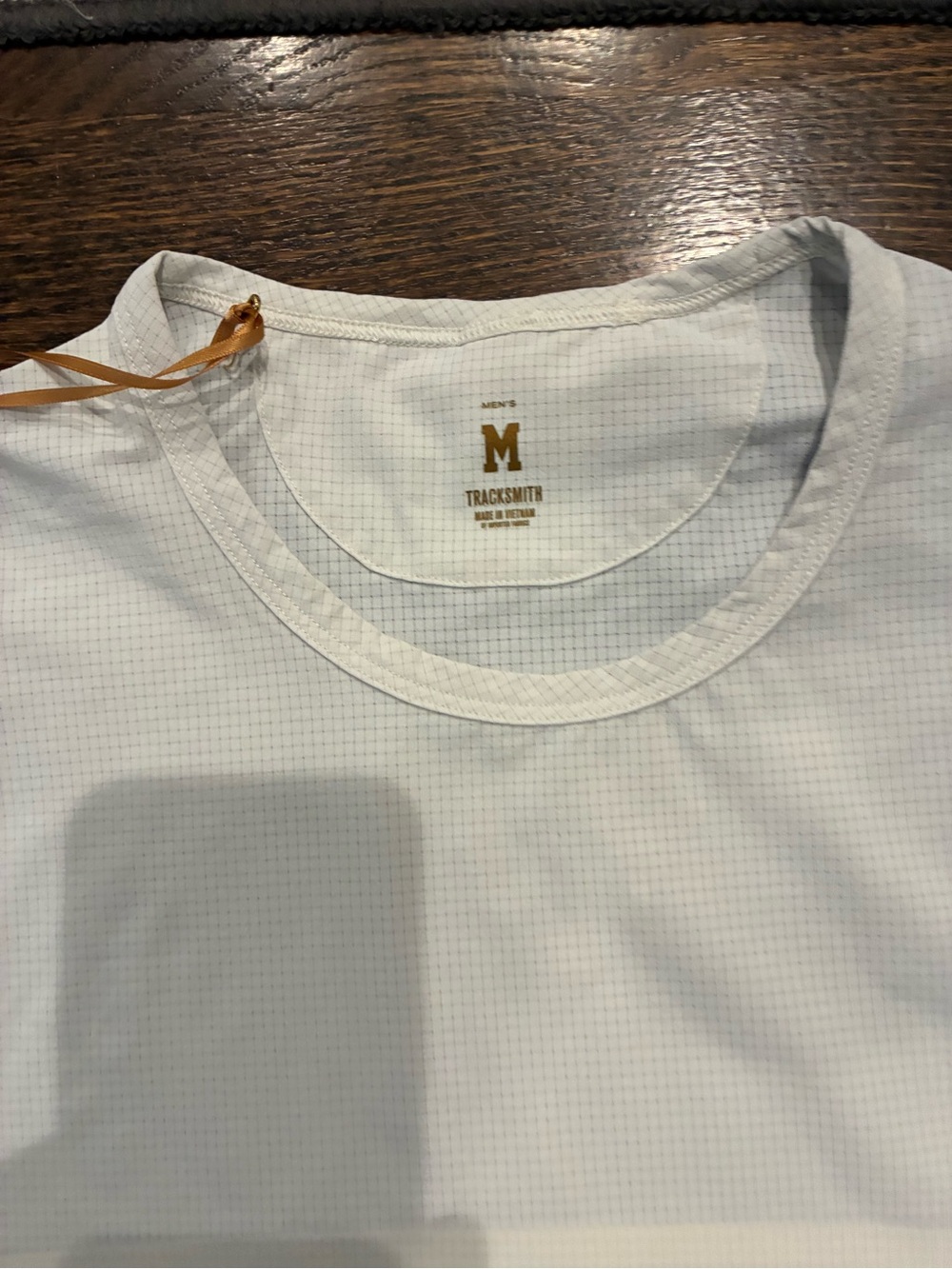Tracksmith Men’s White Grid Lightweight Meridian Crew Neck Tee - Picture 2 of 5